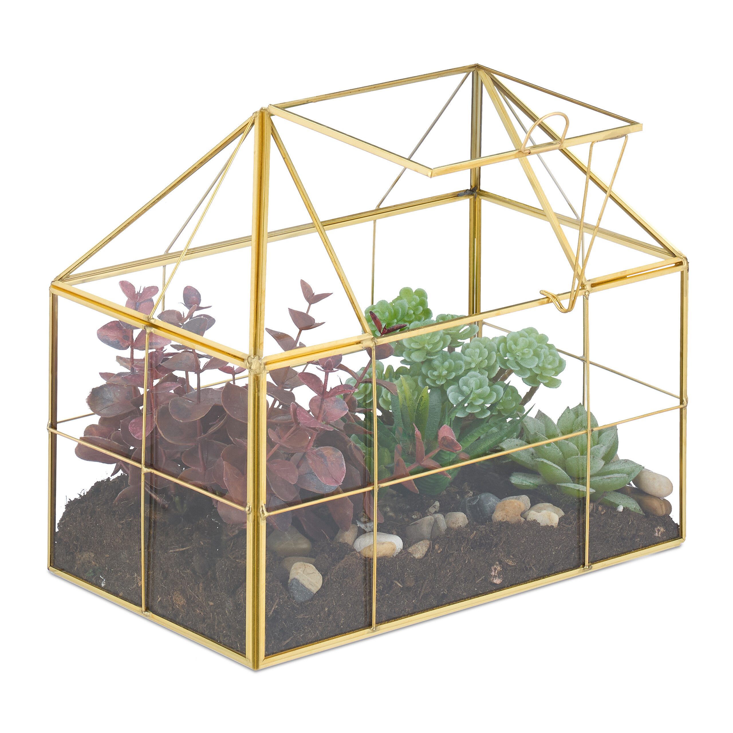 relaxdays Gewächshaus Pflanzenterrarium aus Glas Hausform, günstig online kaufen