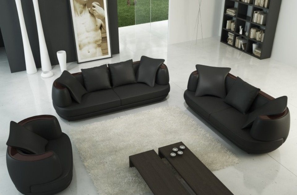 Sofagarnitur Sofas Designer Premium Kunstleder 3+2+1 Weiße Neu, JVmoebel Sofa Ledersofas