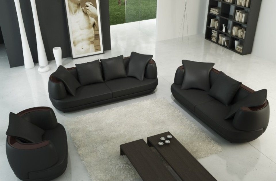 JVmoebel Sofa Ledersofa Designer Sofa Couch 3+2+1 Sofagarnitur  Couchgarnitur Sofas Garnitur