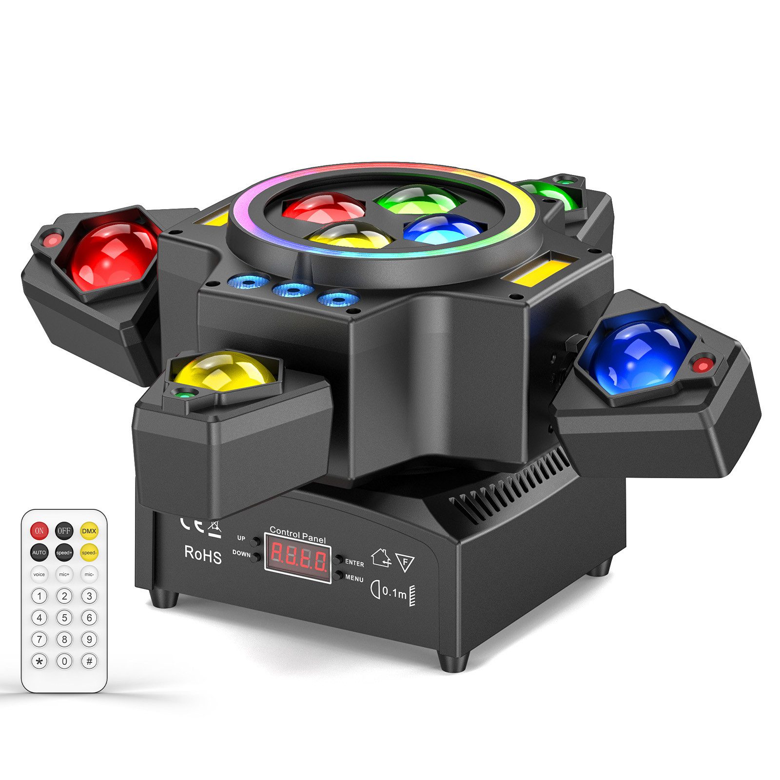 ZonQoonz Discolicht 150W 4-Arm Bühnenlicht mit Sternenhimmel-Effekt für DJ Party Hochzeit
