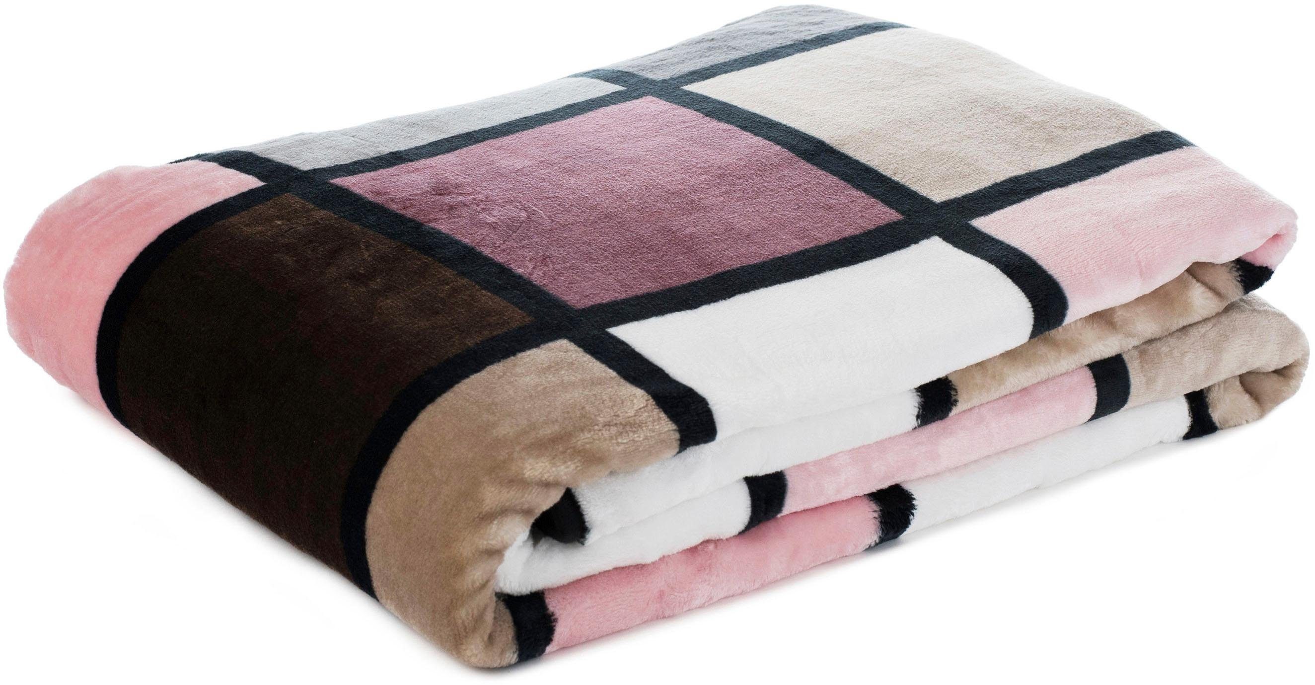 Wohndecke Antigua, Gözze, mit modernem Karo, Kuscheldecke, 150x200 cm günstig online kaufen