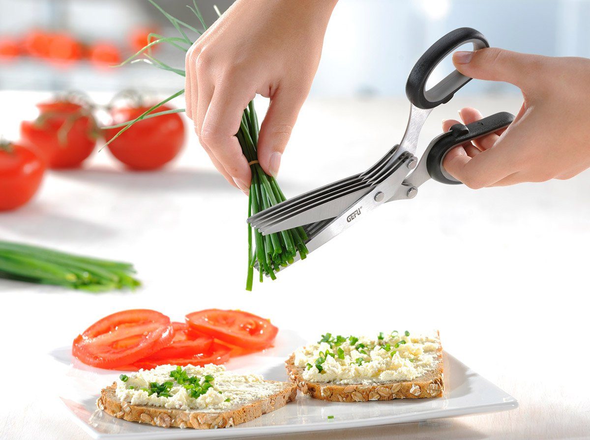 GEFU Kräutermühle Kräuterschere CUTARE Edelstahl Küchenschere Schere