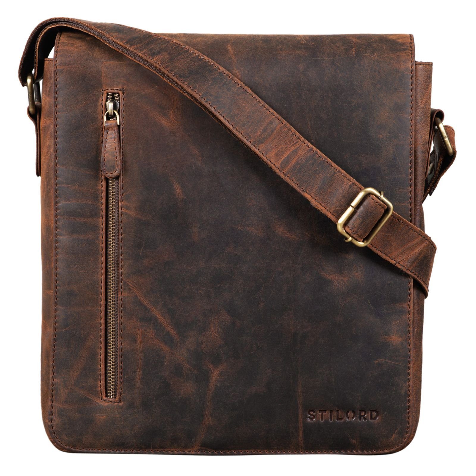 STILORD Schultertasche "Jones" Herrentasche Leder Mittel-Groß
