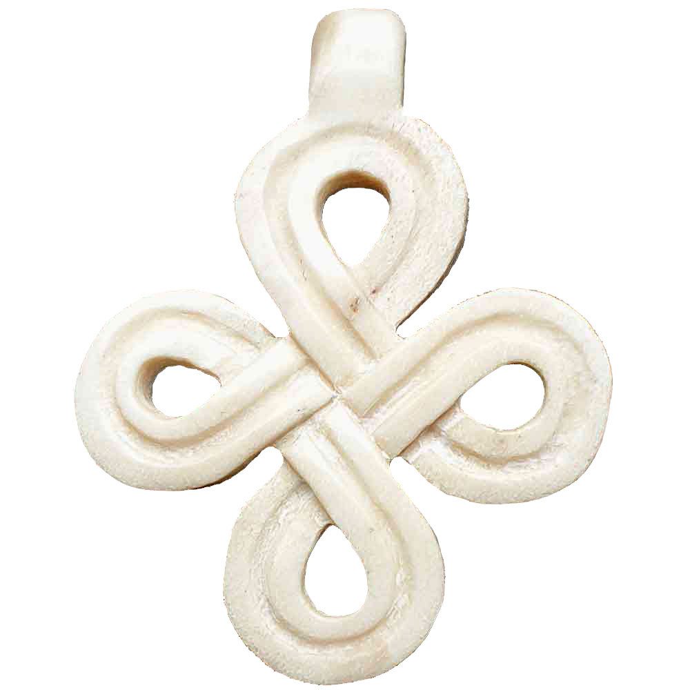 Valentinstagsgeschenk HOPLO Kettenanhänger Wotanknoten Anhänger Schmuck Elchhorn Horn keltischer Knoten, weiß