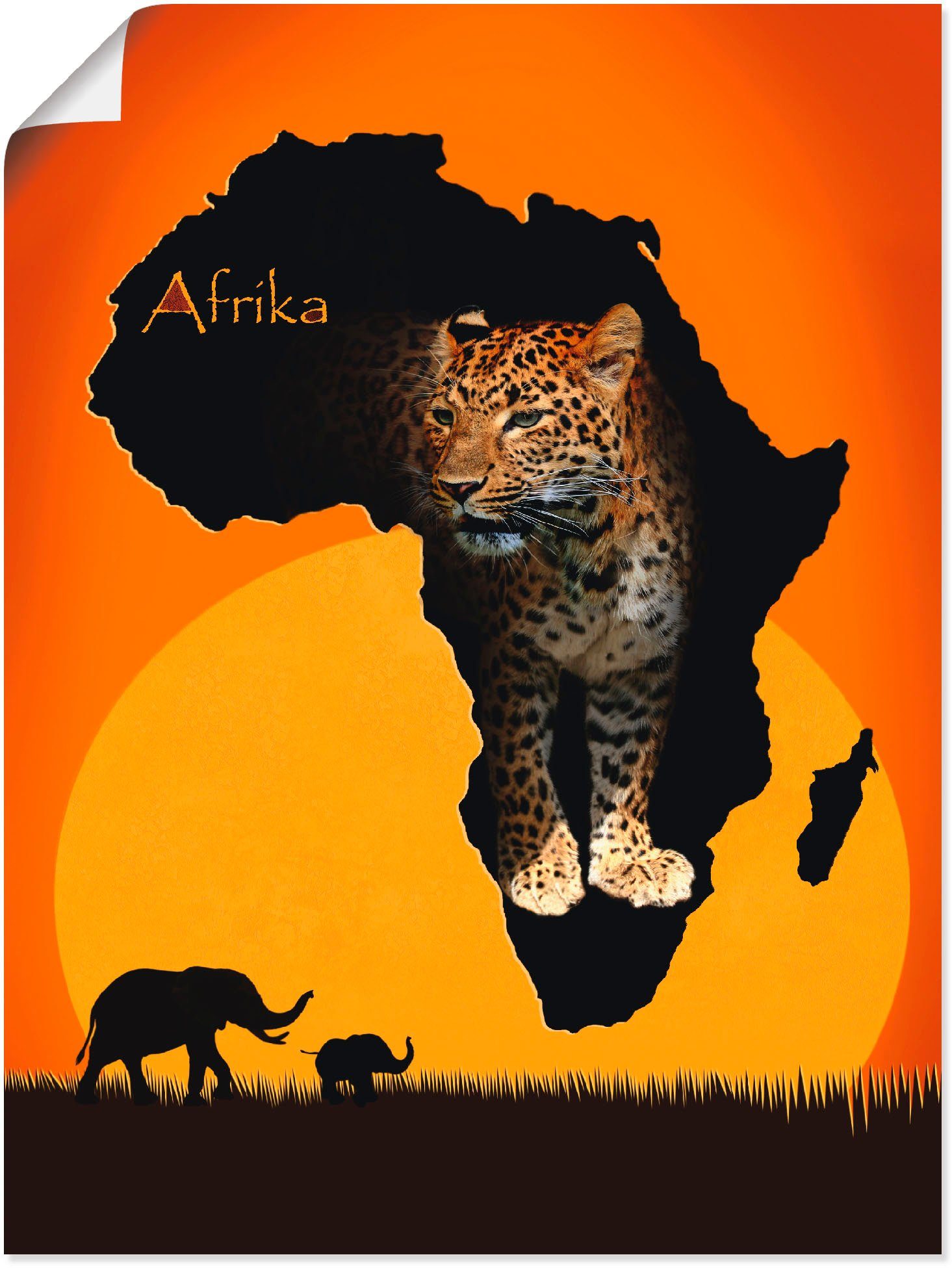 Artland Wandbild Afrika der schwarze Kontinent, Wildtiere (1 St), als Leinwandbild, Wandaufkleber oder Poster in versch. Größen