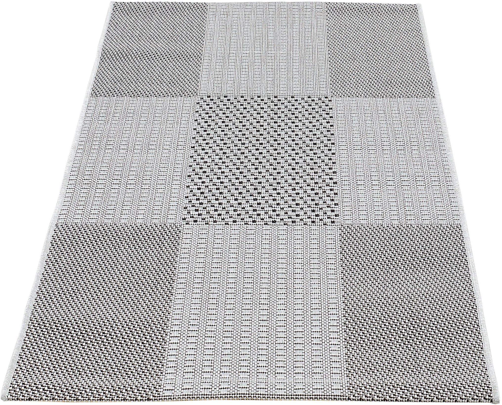 Teppich ARIZONA1, Andiamo, rechteckig, Höhe: 5 mm, Flachgewebe, kariertes Muster, In- und Outdoor geeignet, Wohnzimmer silberfarben