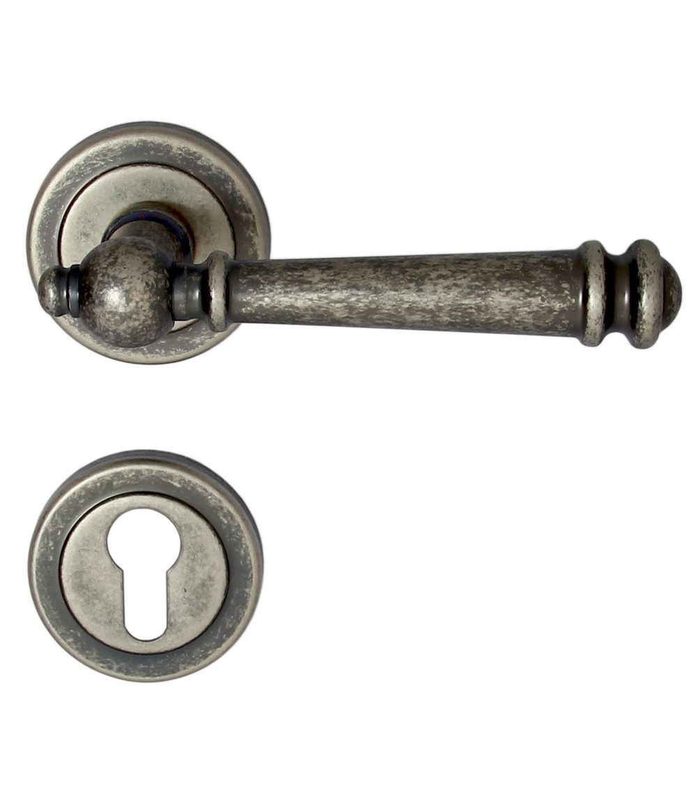 Häusler Onlinehandel GmbH Türbeschlag Massiv Messing Türbeschlag Kos R Antik - Iron Türdrücker Türklinke, Rückholfeder zur Schlossentlastung