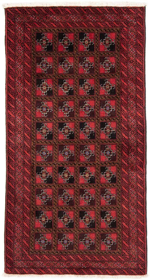 Durchgemustert mm, x cm, Handgeknüpft 8 104 197 Höhe: Hochflor-Läufer Rosso morgenland, rechteckig, Belutsch