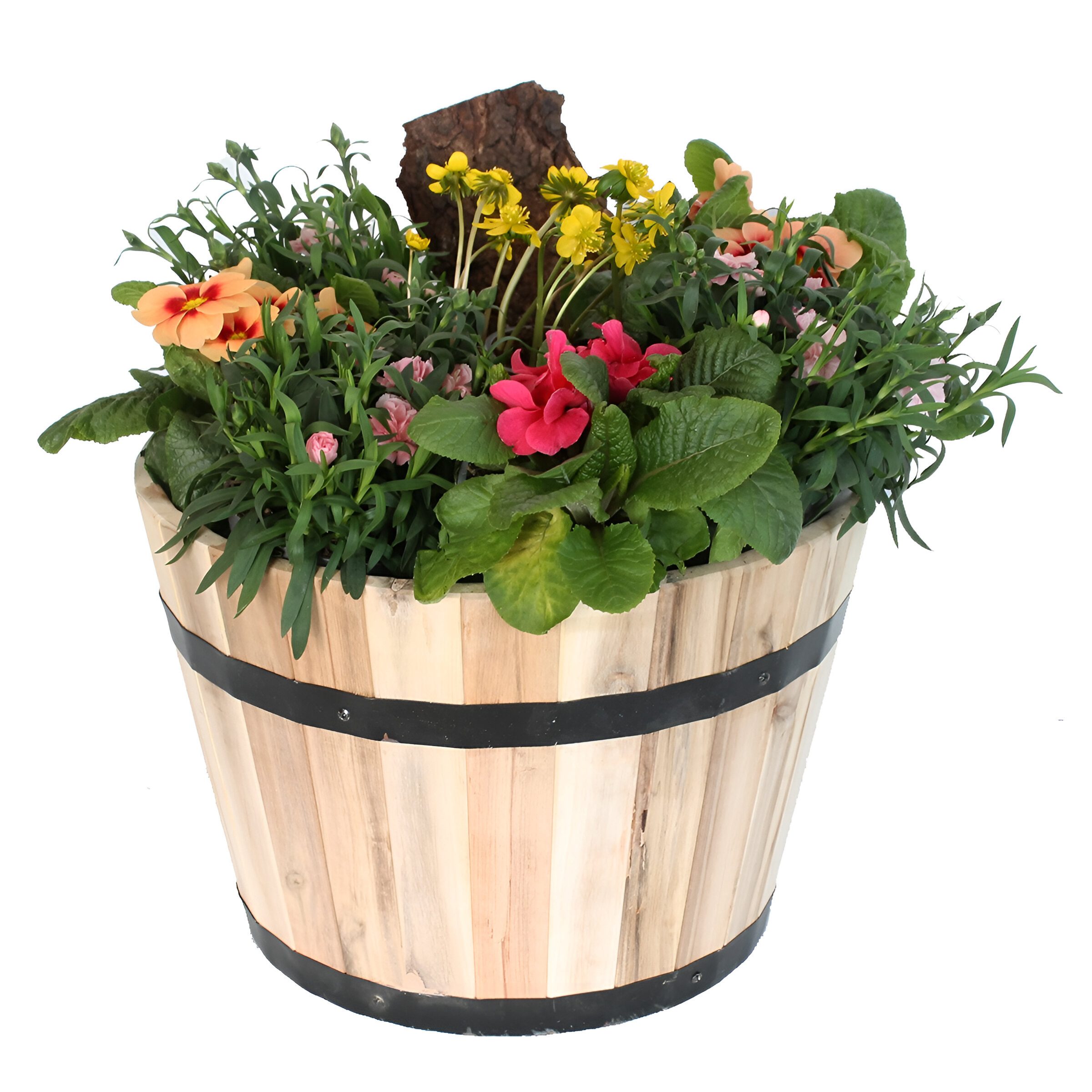 colourliving Pflanzkübel Pflanzkübel aus Akazienholz – Rundes Holzfass natur (1 St), in 2 Versionen verfügbar: 46 cm und 53 cm