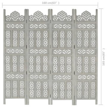 furnicato Raumteiler 4-tlg. Handgeschnitzt Grau 160×165 cm Mangoholz