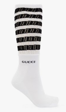 GUCCI Tennissocken GUCCI WHITE OPENWORK Double-Layered Striped Tennis Socks Sneakers Sock