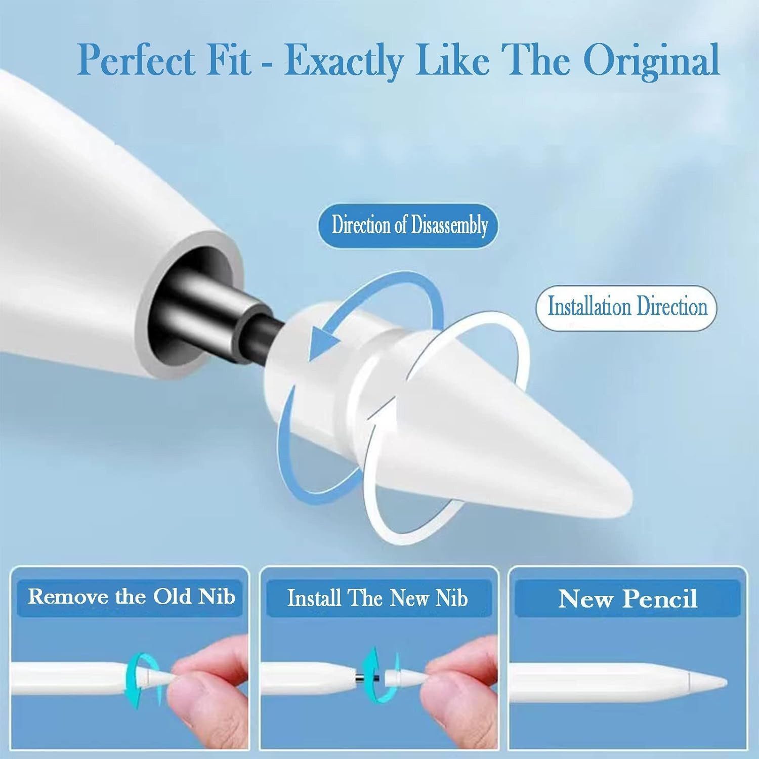 FELIXLEO Eingabestift Spitzen Ersatz Für Apple Pencil 1 2 Präzise Nibs (10-St) – Bild 3 von 5