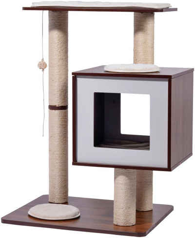 dobar Kratzbaum »Lucy«, BxTxH: 64x48x80 cm, inkl. Spielball, Katzenhöhle mit flauschigem Katzenbett