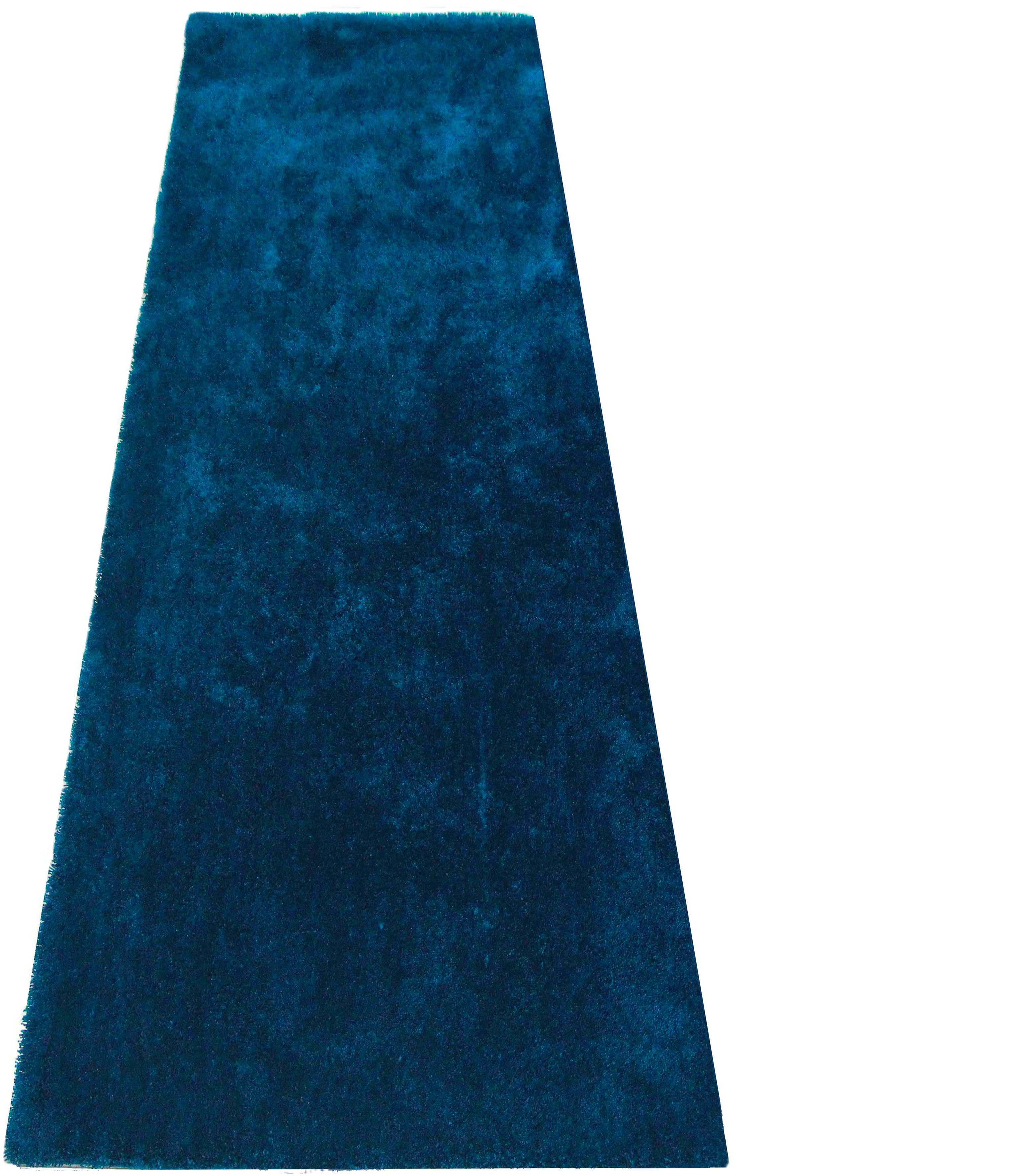 blau weiche mm, Haptik, Höhe: Teppichläufer, Läufer, Home Brücke, einfarbig Hochflor-Läufer kuschelig, Lena Gercke, by LeGer Lucia, 30 rechteckig,