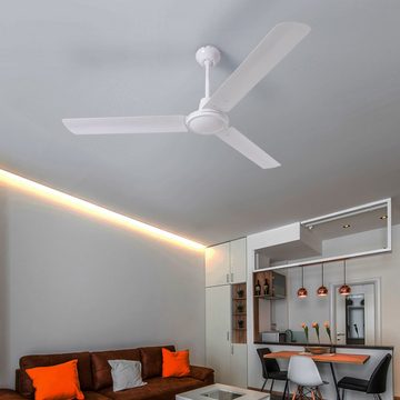 Globo Deckenventilator, Deckenventilator Lüfter Ventilator Wandschalter 3 Stufen weiß D 142 cm