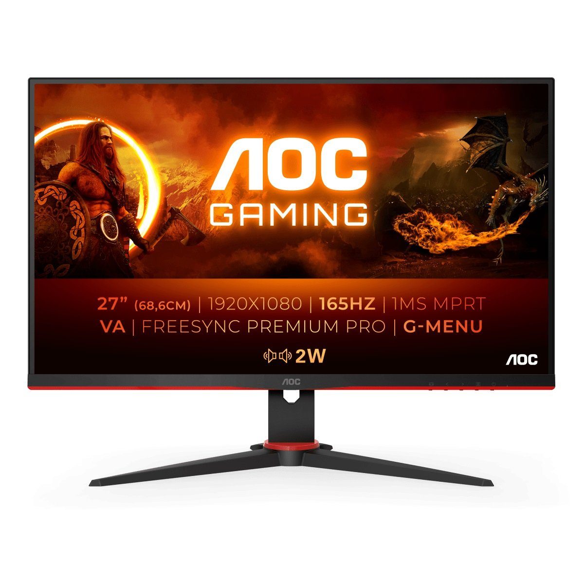 AOC 27G2SAE/BK LCD-Monitor (68,6 cm/27 ", 1920 x 1080 px, Full HD, 1 ms Reaktionszeit, 165 Hz, VA LCD)