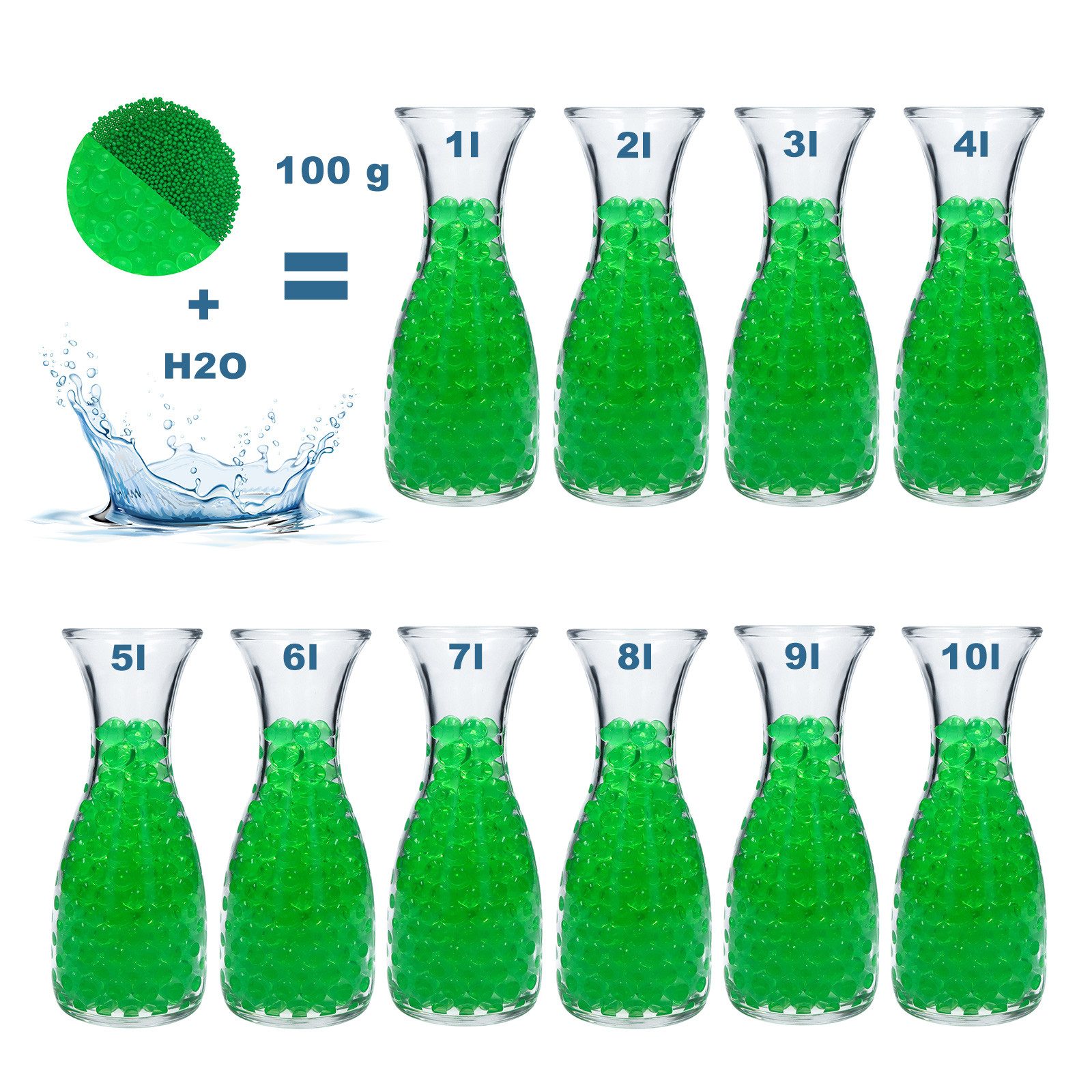 trendfinding Deko-Granulate 100 g Hydroperlen Deko Granulat, (3,5-4 mm, Grün)