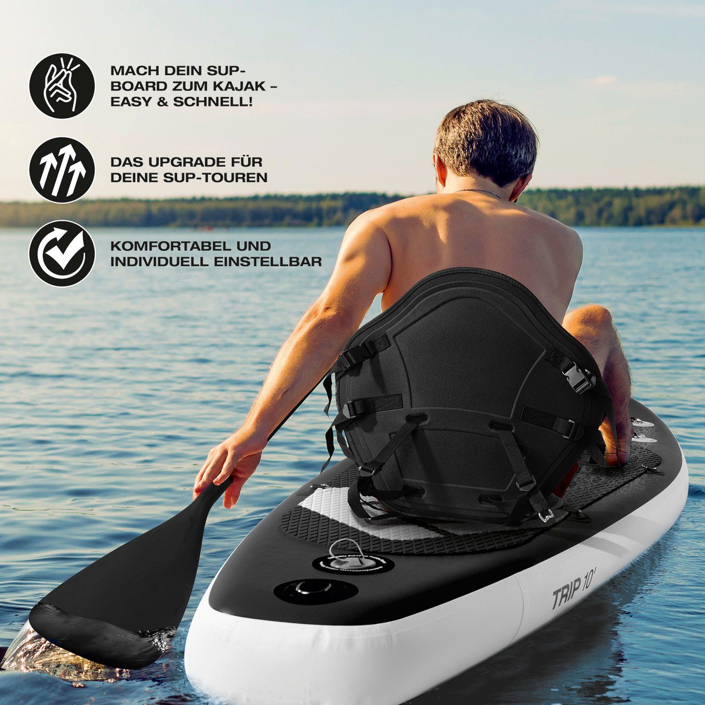 SUP Kajak Sitz für Stand up Boards Paddle mit Rückenpolster Surfboard FitEngine 