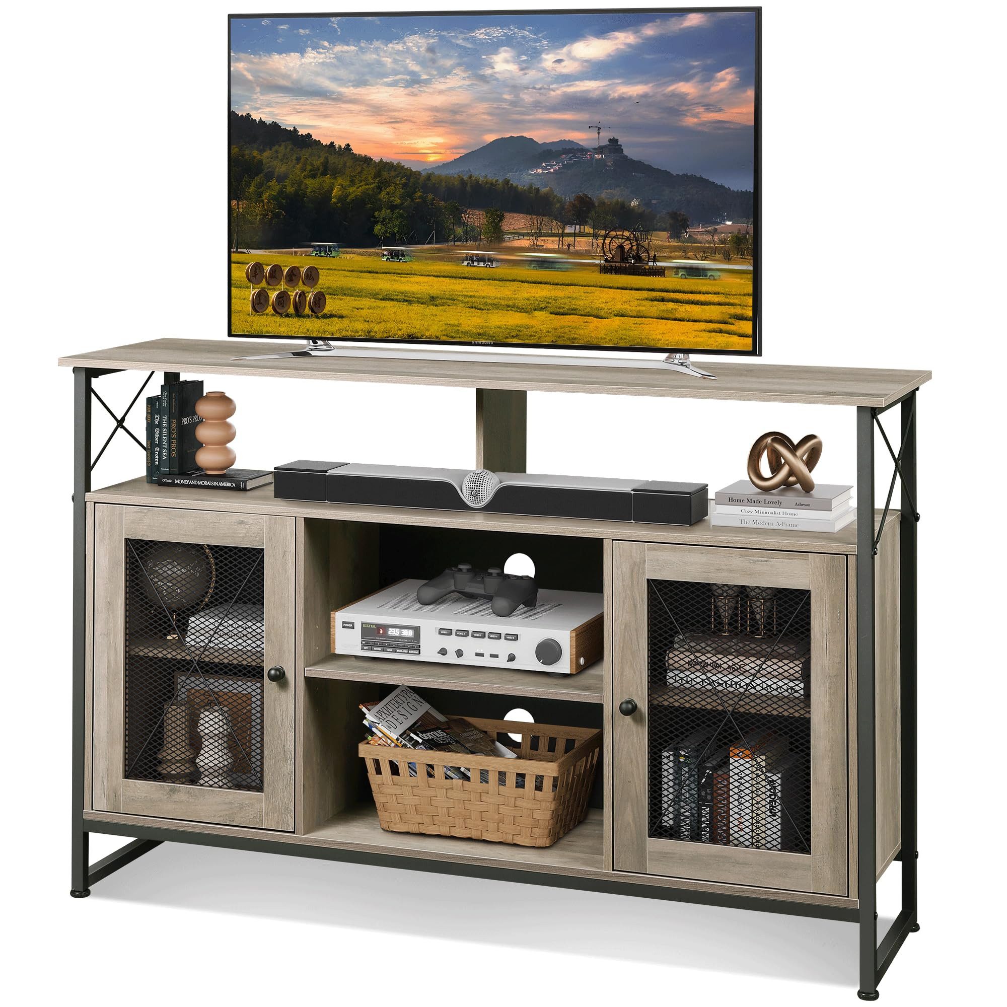 WLIVE Lowboard 128 cm TV Schrank mit Stauraum, TV Board für Fernseher bis z günstig online kaufen