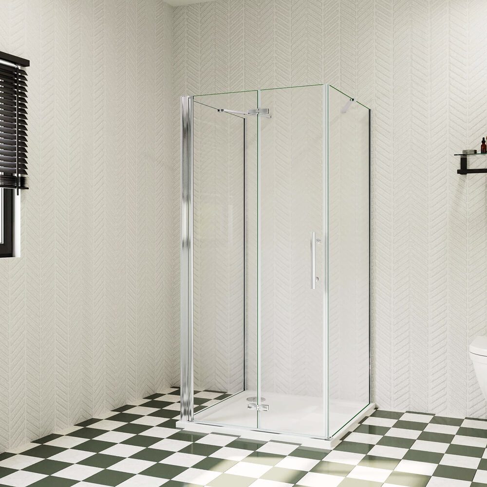 duschspa Komplettdusche U-Form Duschkabine Falttür Duschtür Scharniertür ESG NANO Glas, BxT: 70x70 cm, Einscheibensicherheitsglas, Sicherheitsglas, Set, ebenerdiger Einbau möglich