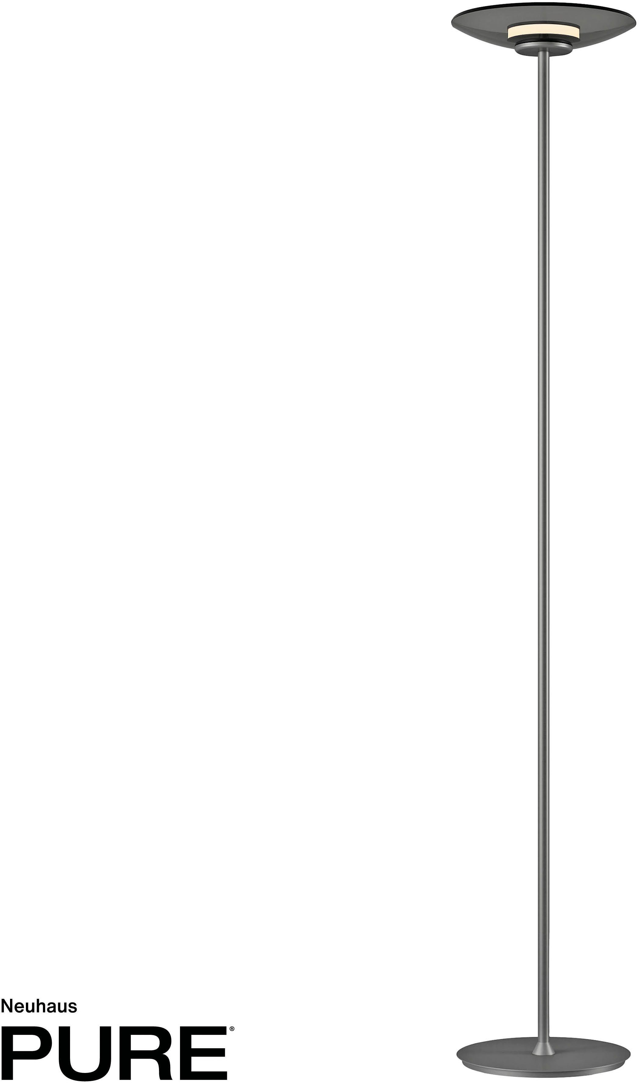 Neuhaus PURE LED Stehlampe PURE Moon, LED fest integriert, Warmweiß, Stufenloses dimmen per Touchdimmer, Rauchglas