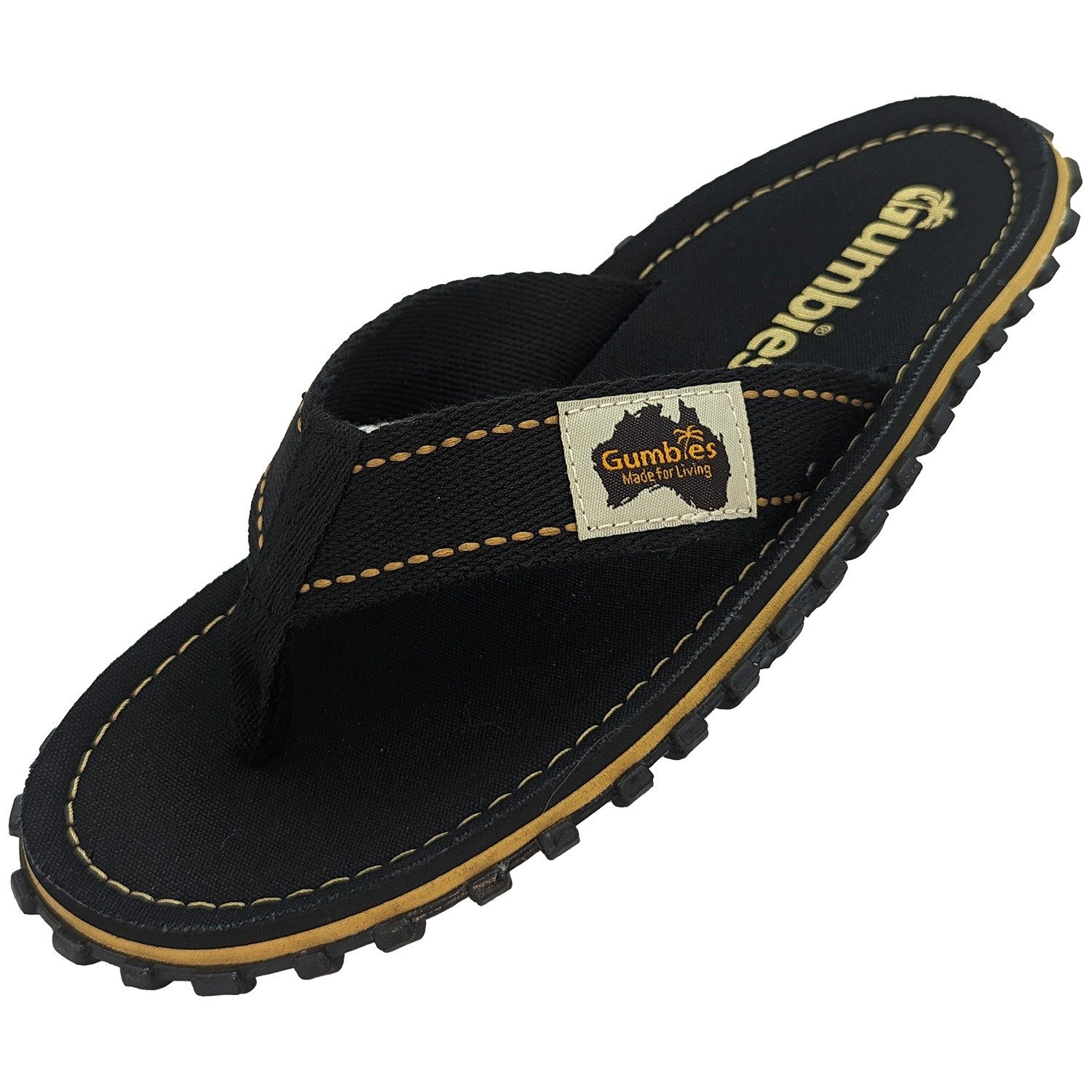 Gumbies Classic in Black T-Strap-Zehentrenner Hergestellt aus recycelten Materialien