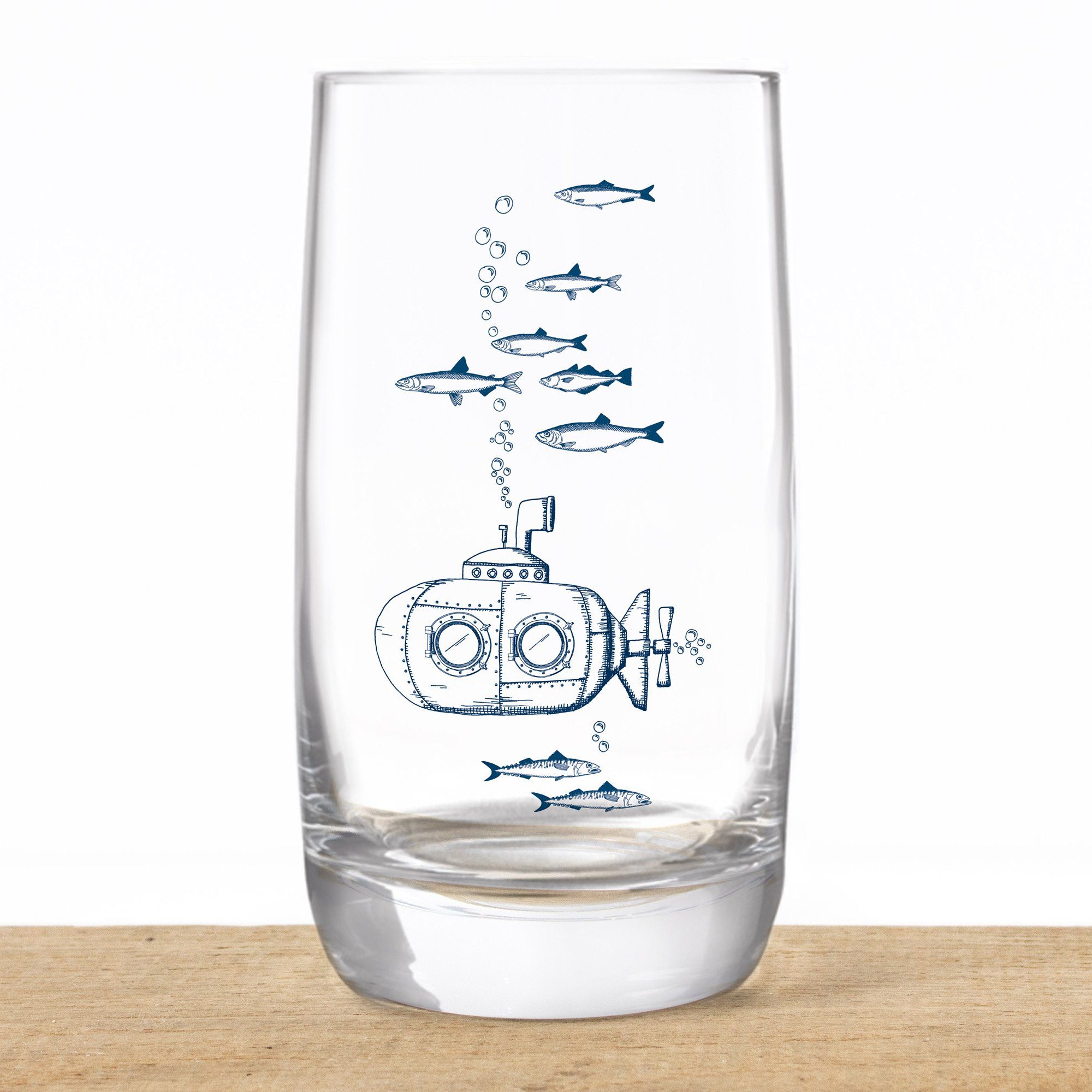 Bow & Hummingbird Longdrinkglas Kristallglas "U-Boot" made in EU, Kristallglas