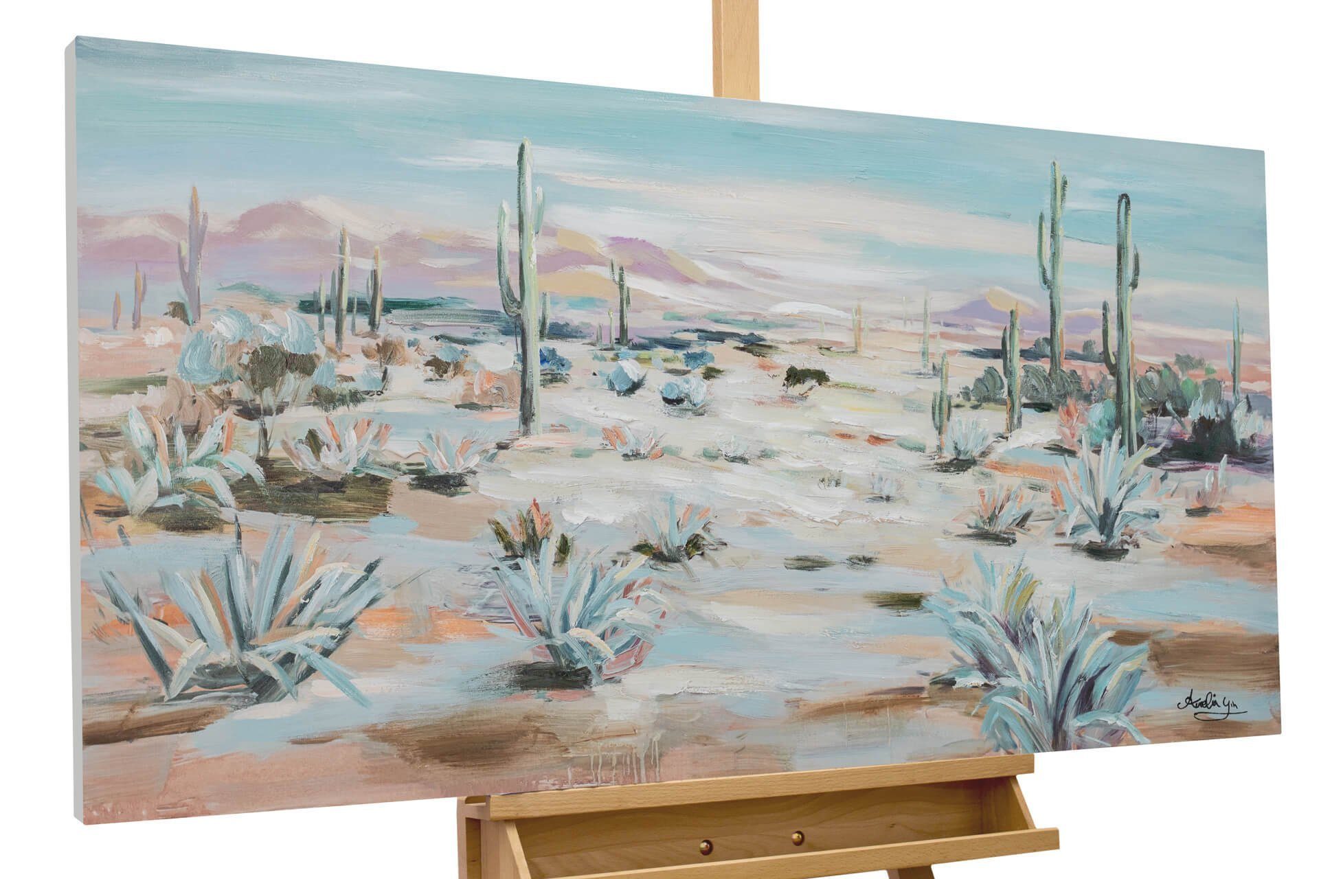 KUNSTLOFT Gemälde Schönheit der Wüste 120x60 cm, Leinwandbild 100% HANDGEMALT Wandbild Wohnzimmer