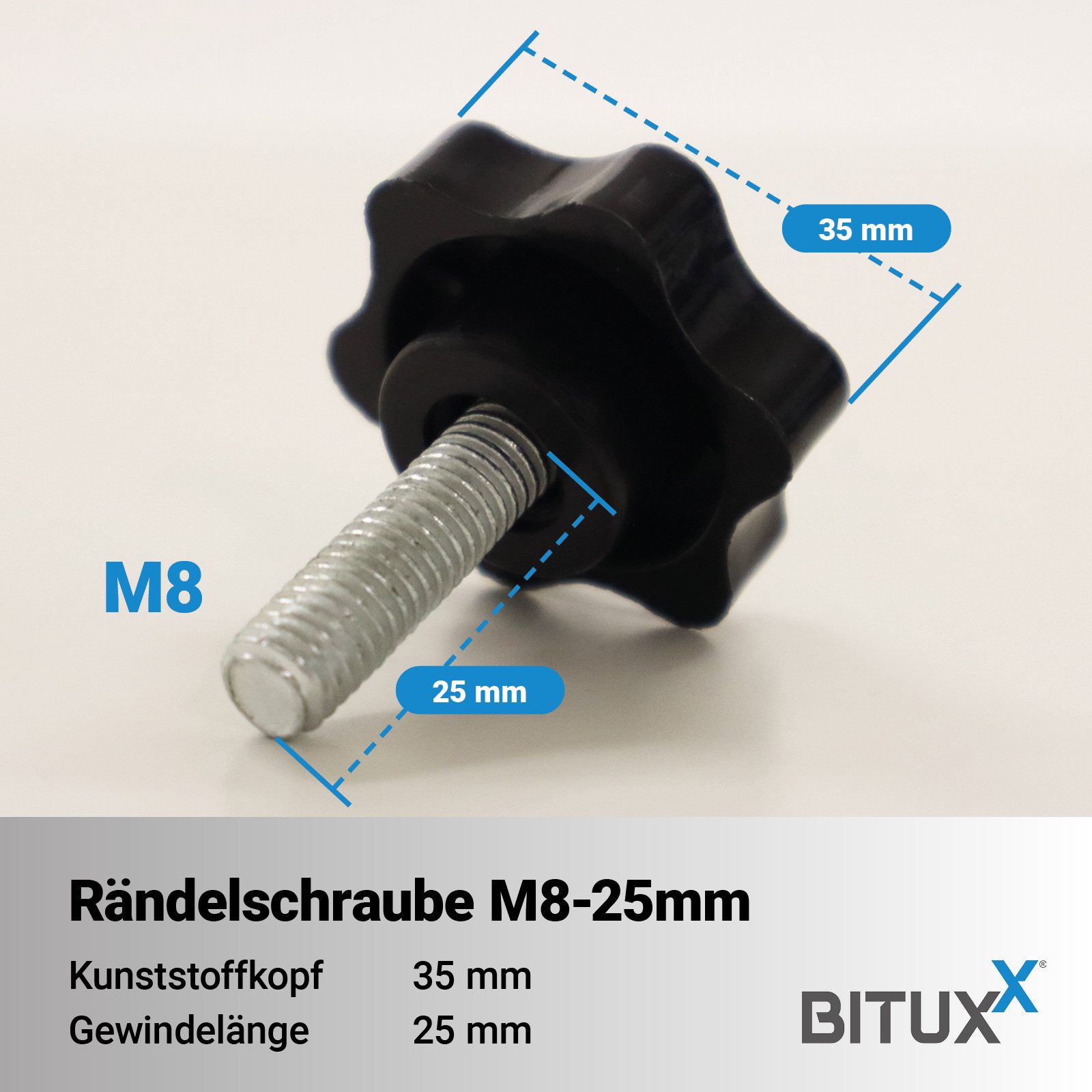 Bituxx Stockschraube 20x M8 - 25 mm, (Spar-Set, 20 St., MS-20058)