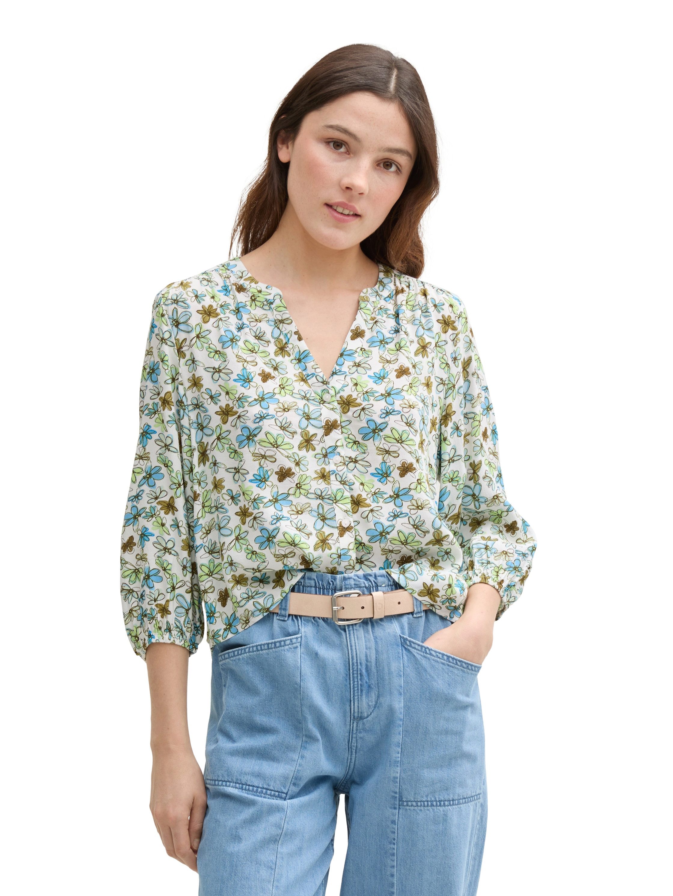 TOM TAILOR Denim Klassische Bluse mit All-Over Print günstig online kaufen