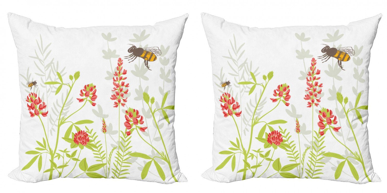 Kissenbezüge Modern Accent (2 Abakuhaus Blühend Doppelseitiger anzeigen Stück), Bee Botanik Digitaldruck, Honey