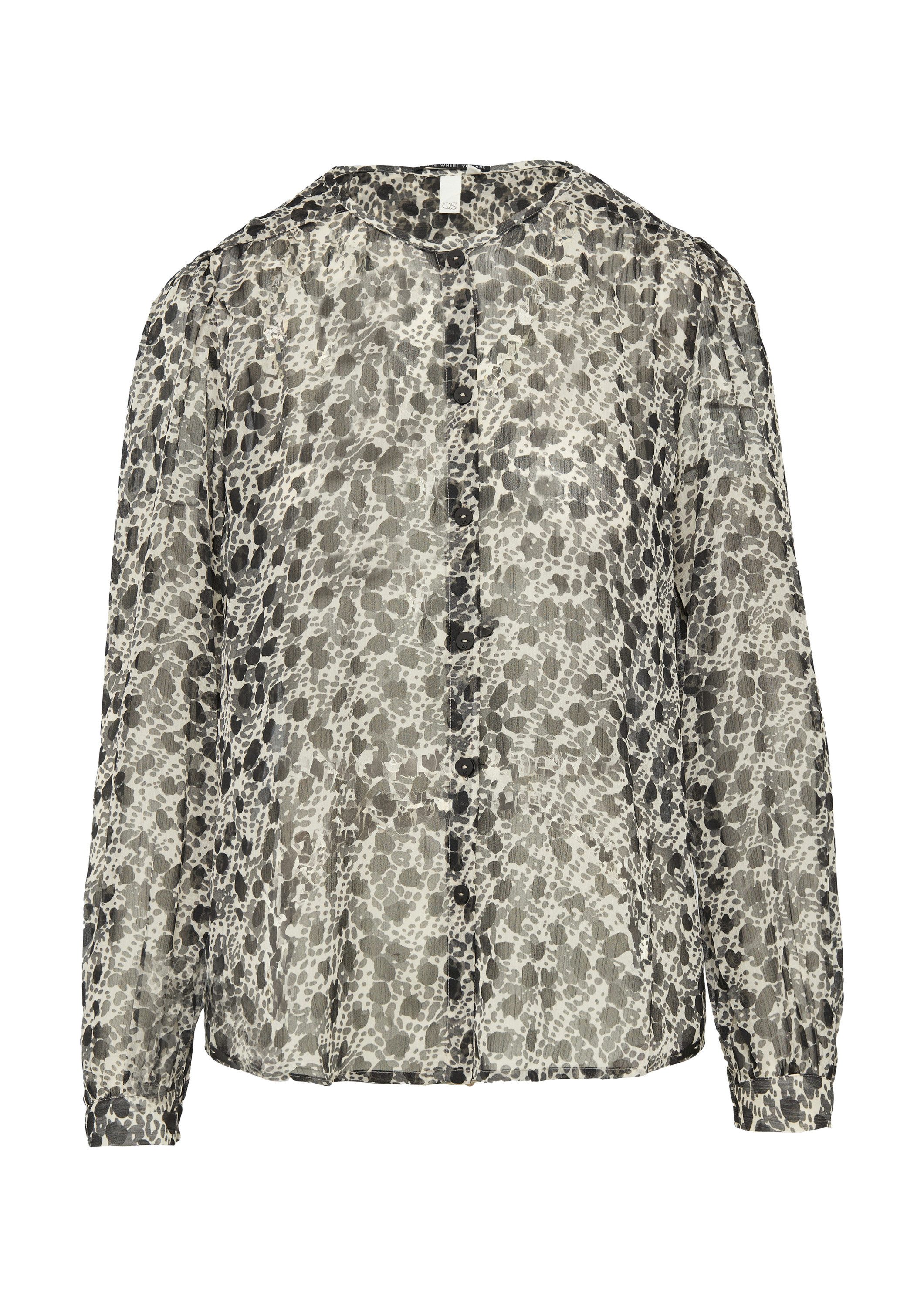 QS Langarmbluse Bluse Leicht transparente Chiffonbluse mit All-over-Print günstig online kaufen