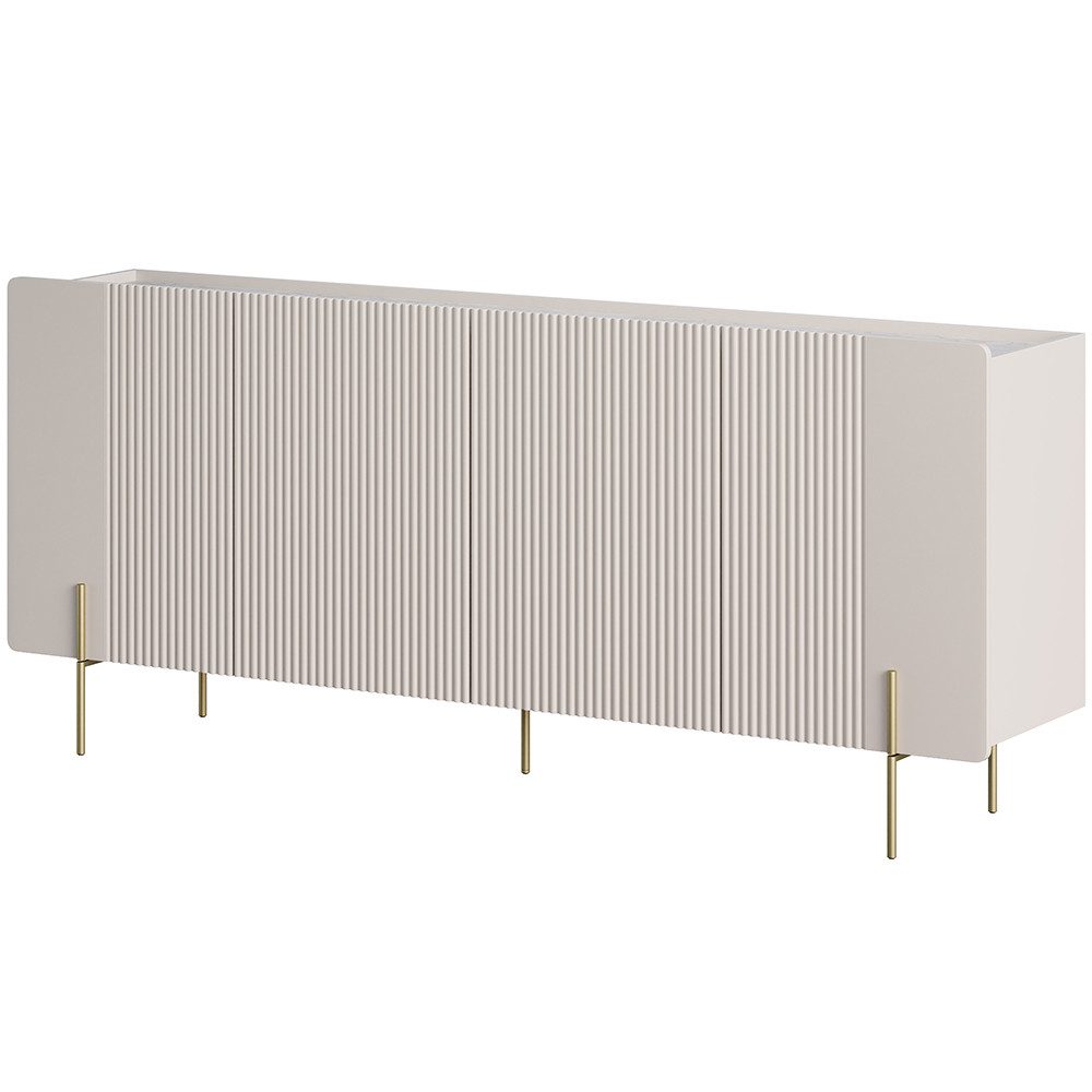 Lomadox Kommode MEAFORD-141, in Kaschmir, Rillenfront, 200 cm breit, Deckplatte in Marmoroptik