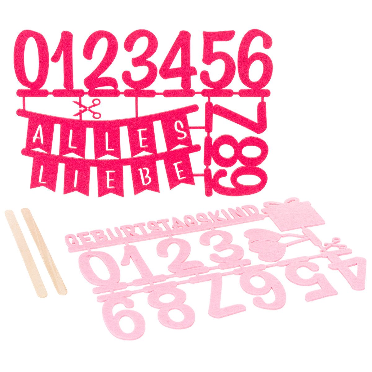 HALBACH Jubiläumskarte Tischdekoration aus Filz für Kuchen und Geburtstagsdeko DIY Set, 2 St