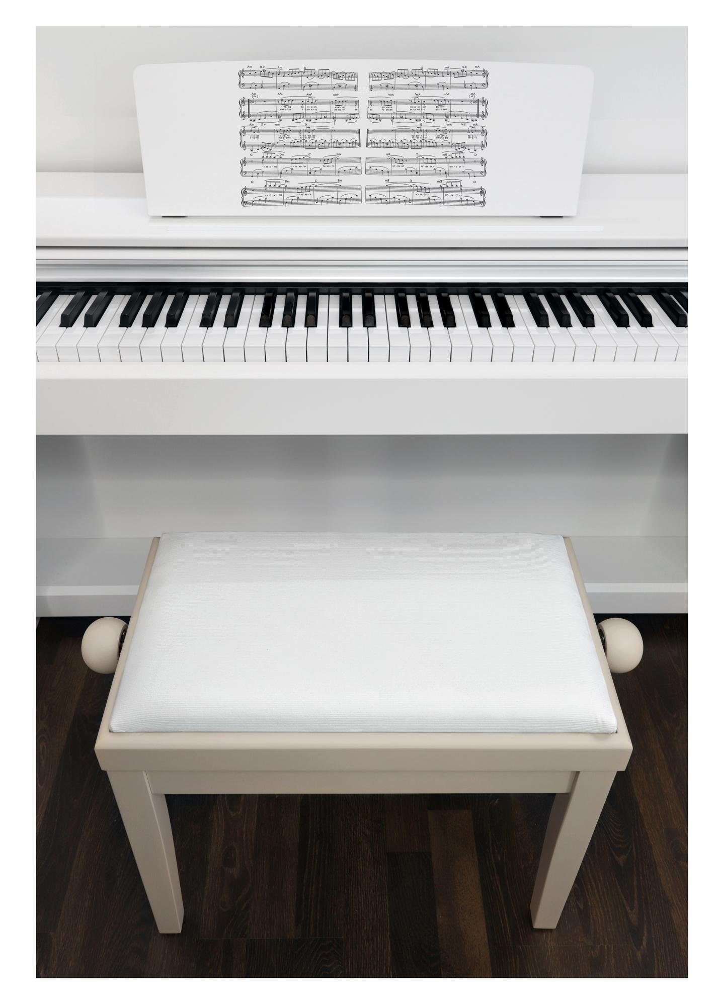 (Hochwertiger Spindelmechanik | bis Höhenverstellbar Esche Weiß - DP Cantabile Weiß cm Sitzfläche Matt 1-St., x 32 Sitzkomfort, von 55 Classic Pianobank 56 47 Leichtgängige cm), Klavierbank