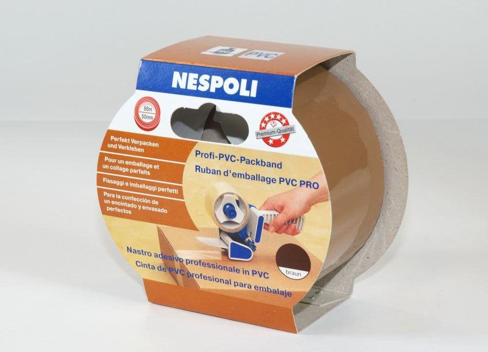 Nespoli Packpapier Nespoli Profi-PVC-Packband 50 mm x 66 m, braun