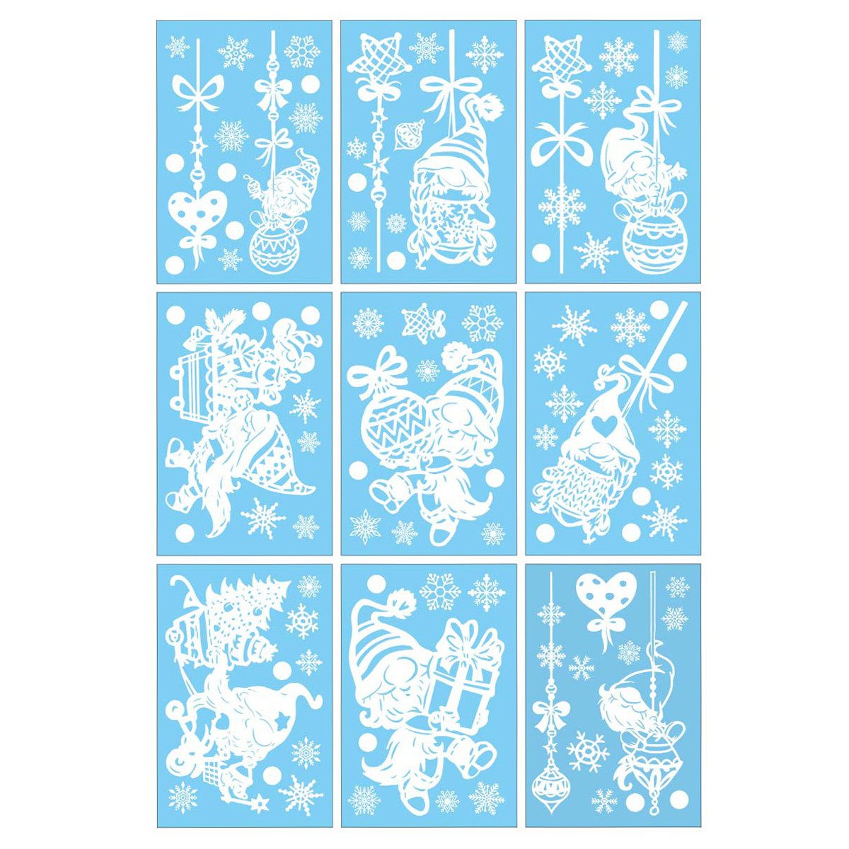 Fenstersticker 9 Blätter Fensterbilder Weihnachten, Weihnachts-Fensteraufkleber