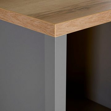 Homestyle4u Kommode Highboard Grau Wohnzimmerschrank Holz (kein Set)