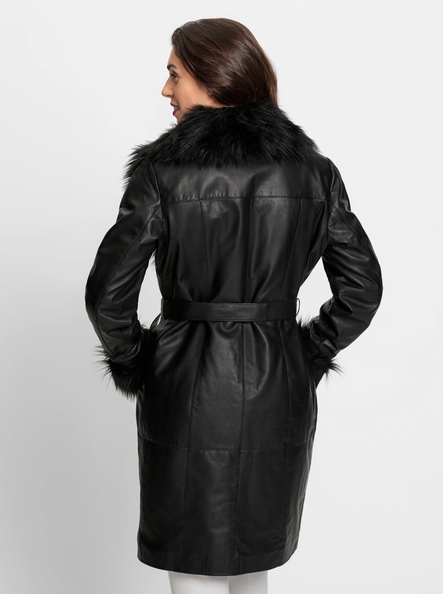 fur collar ledermantel imitat