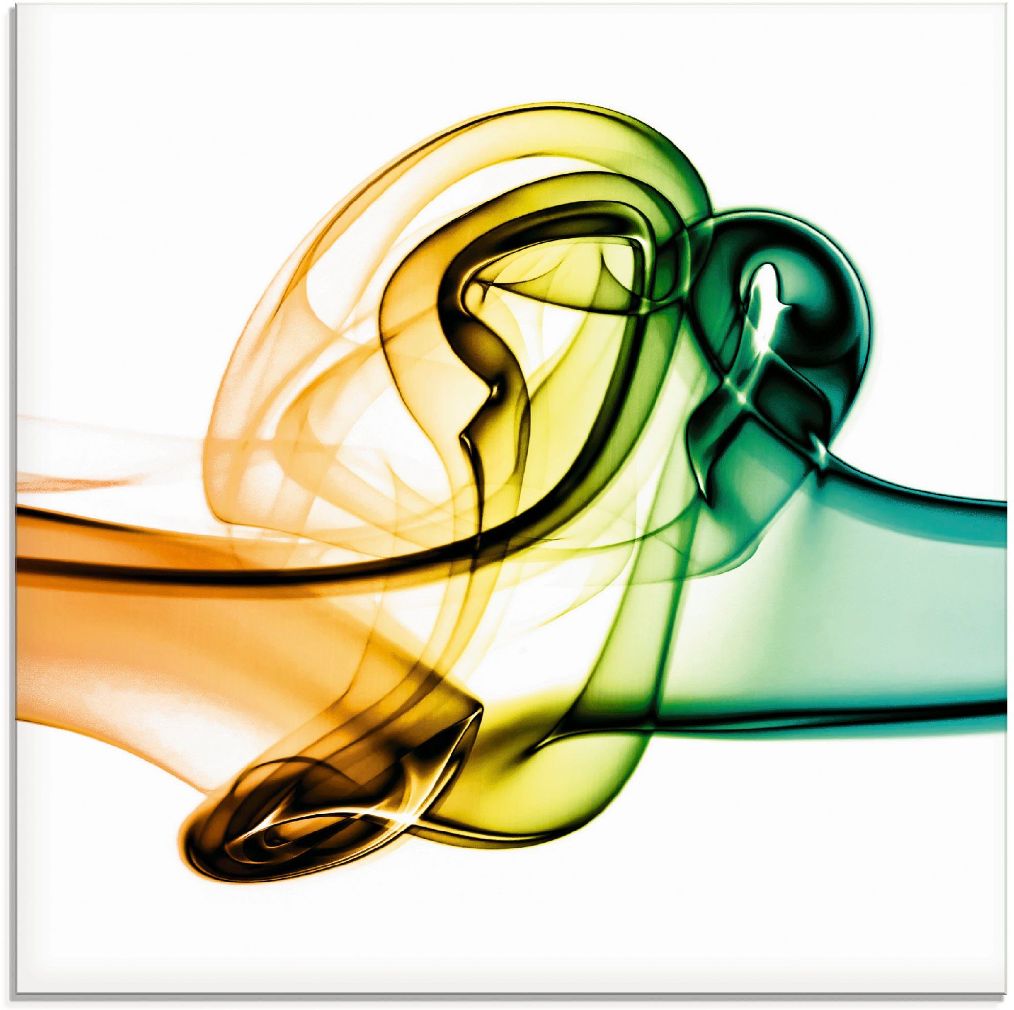 Artland von verschiedenen (1 Aufeinanderprallen Größen Farben, St), Glasbild in Gegenstandslos