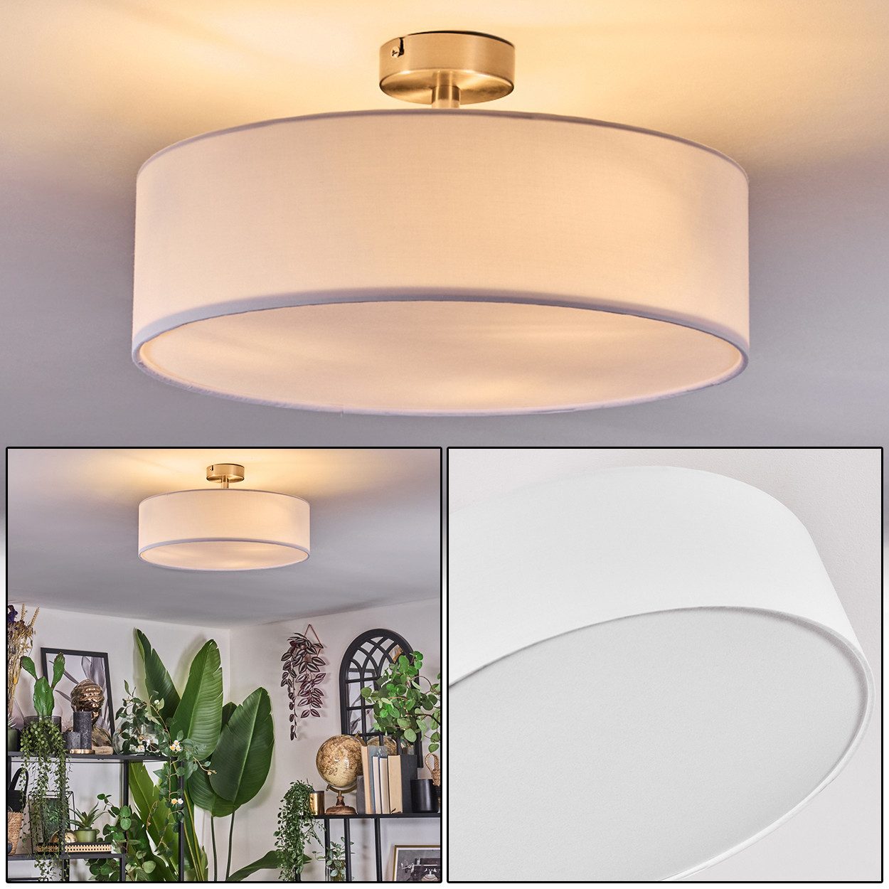hofstein Deckenleuchte Deckenlampe aus Metall/Stoff/Kunststoff in günstig online kaufen