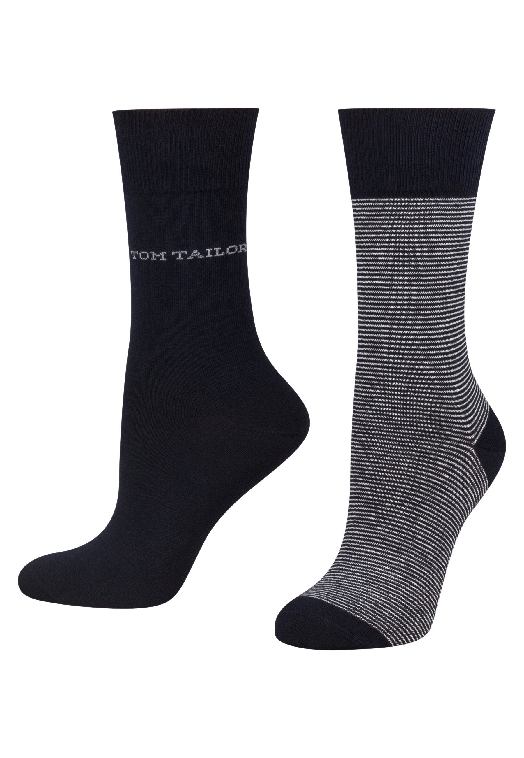2er socks TOM Tom basic navy stripe Socken TAILOR Tailor women 9521545042