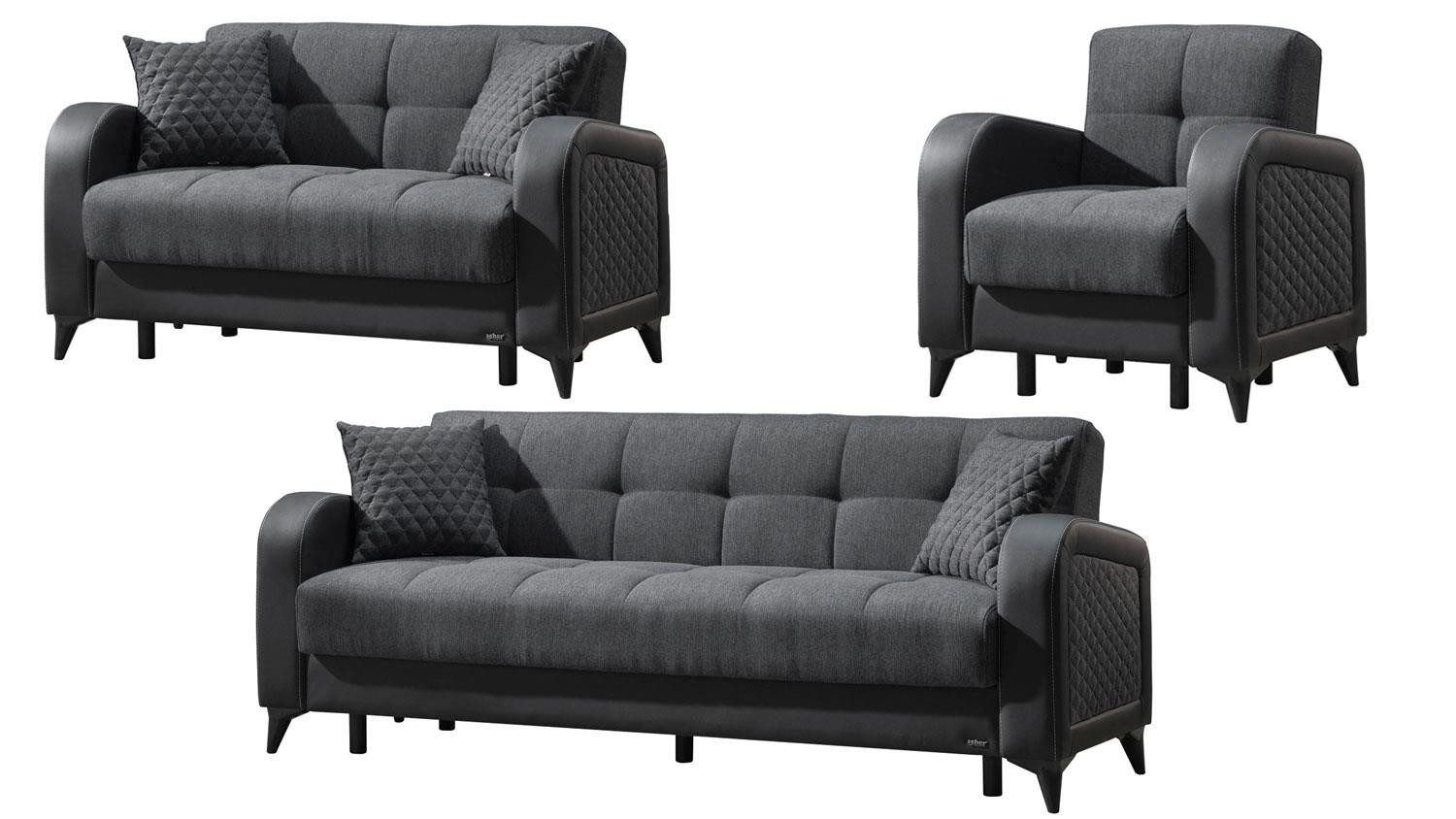 Möbel Akut Polstergarnitur Polstergarnitur River 3-teilig dunkelgrau schwar günstig online kaufen