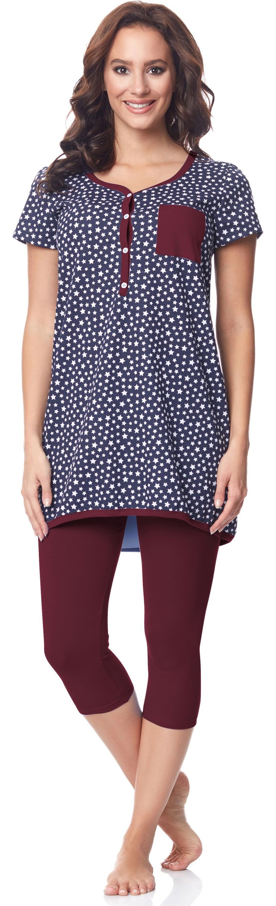 Be Mammy Umstandspyjama Damen Kurzarm Pyjama günstig online kaufen