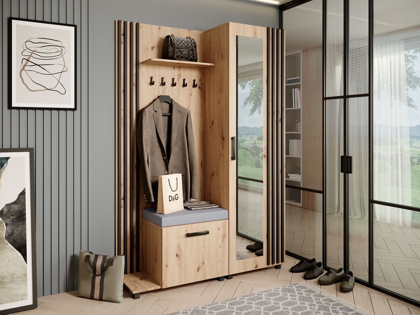 Beautysofa Garderobenschrank Garderoben-Set mit Aufhängern und günstig online kaufen