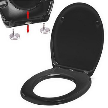 spirella WC-Sitz EASY CLIP, Premium Toilettendeckel aus Duroplast, Edelstahl Scharniere mit Quick-Release-Funktion zur einfachen Schnellreinigung, Soft Close Absenkautomatik, oval, schwarz