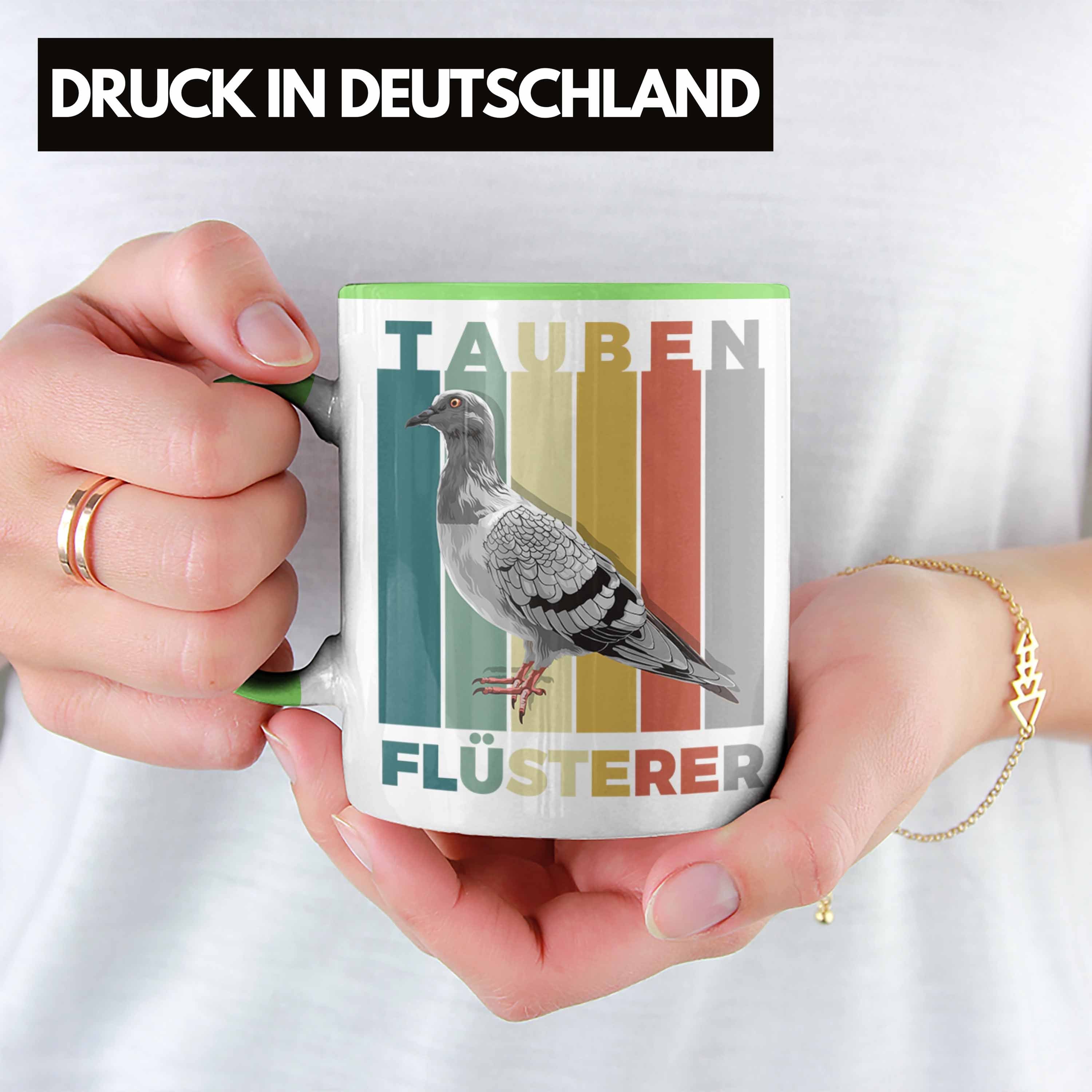 Trendation Tasse - Spruch Zubehör Taubenzüchter Trendation Tauben Zaubenzucht Lustiger Tasse Grün Becher Geschenk Taubenflüsterer