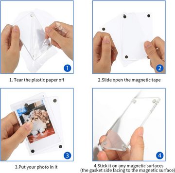 BlingBin Bilderrahmen-Set 10 Stück Acryl Magnetische Bilderrahmen für 3 Zoll Fotos, für 10 Bilder (10er Set, 10 St), 10pcs, Doppelseitiger Kühlschrank Fotorahmen