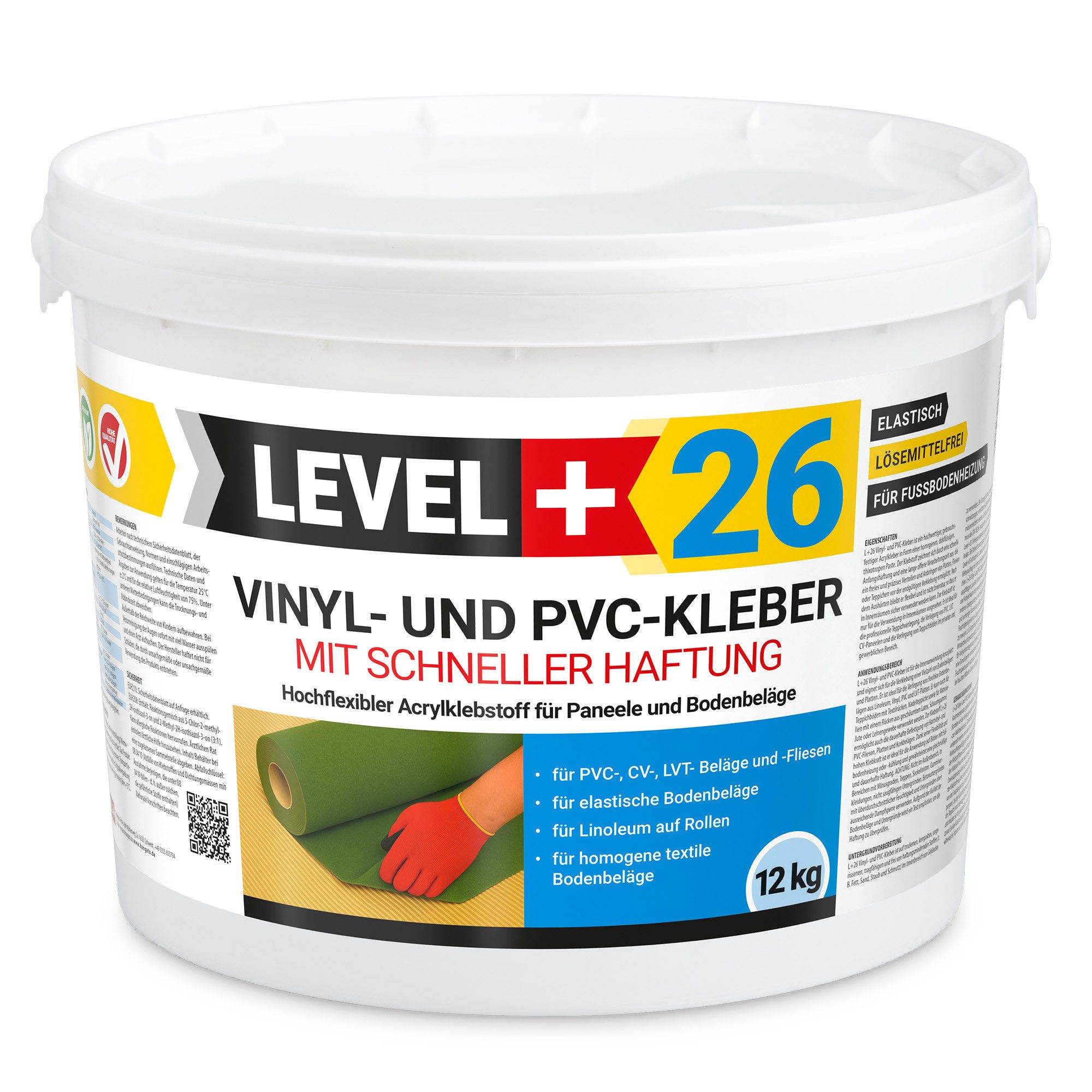 Level+ Vinylfliesen Vinylkleber PVC LVT CV Paneele Teppich 12kg L+26