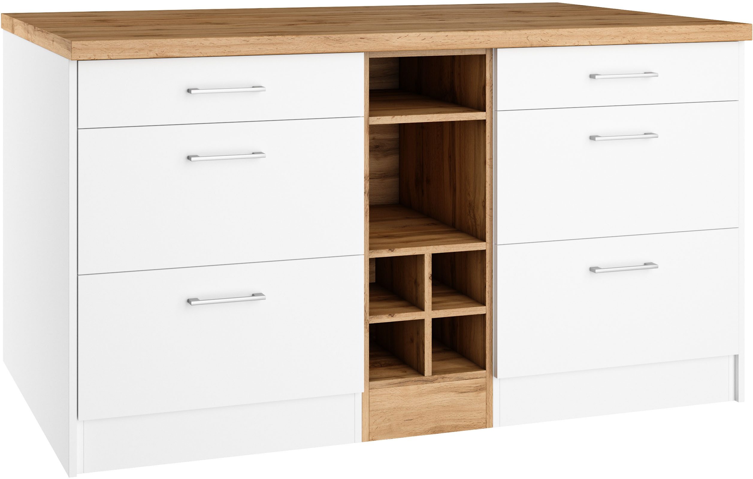 KOCHSTATION Кухніinsel KS-Milan, Stellmaß 153/100 cm, viel Stauraum, Lebensmittelpunkt: Küche